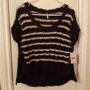 New Free People Black White Sweater Best Top XS